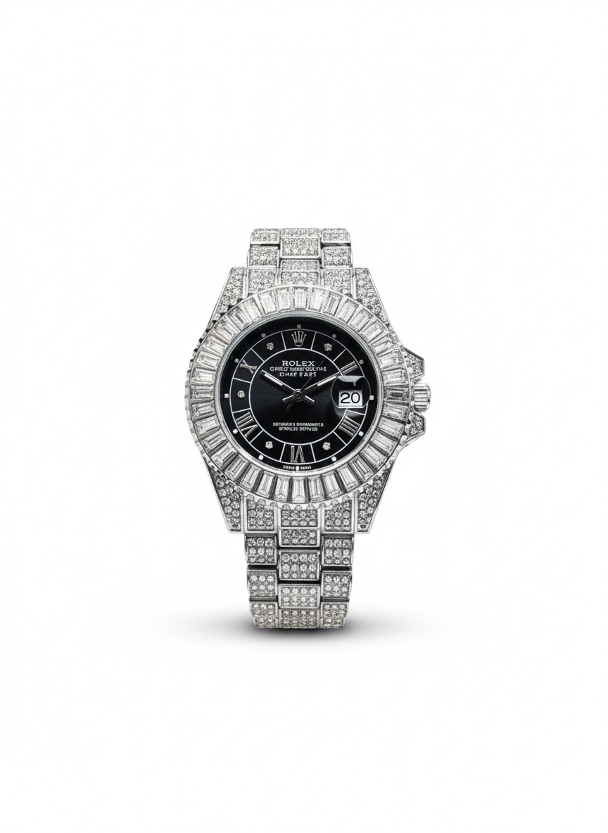 Inspired Iced Out Datejust Watch for Men | Black Dial | Diamond Bezel 0038