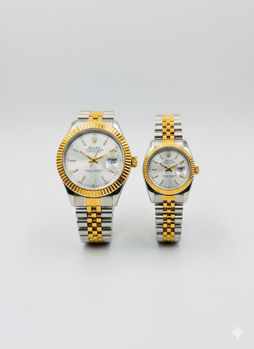 Datejust Couple Watch – White Dial | Gold-Silver Jubilee Strap (Premium Replica) 0068
