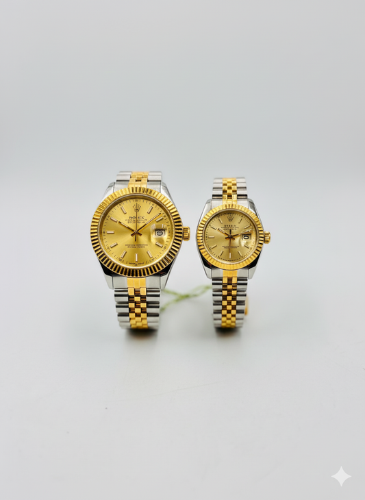 Datejust Couple Watch – Gold Dial | Two-Tone Jubilee Strap (Premium Replica) 0069
