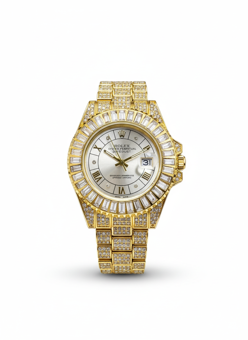 Inspired Diamond Watch for Men | White Dial | Luxury Hip Hop Style 0035
