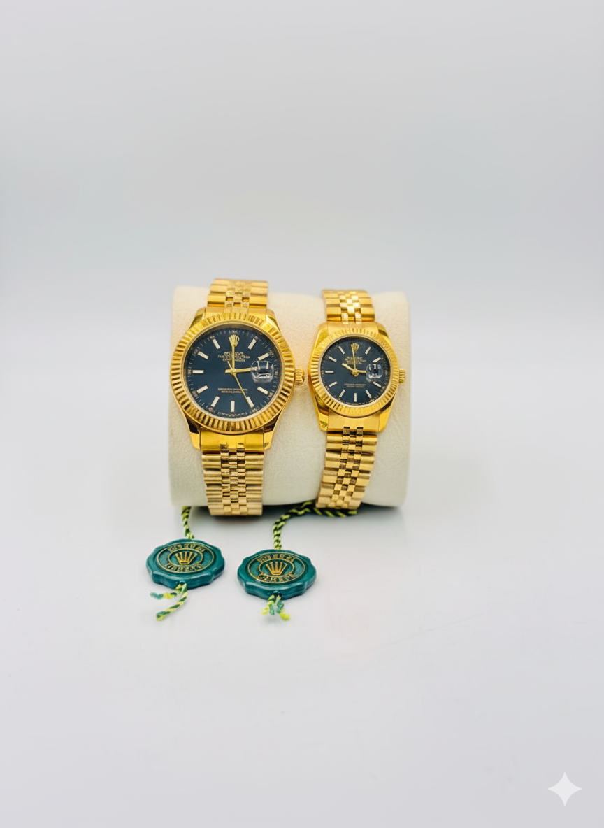 Datejust Couple Watch – Full Gold Black Dial Edition (High-End Replica) 0065