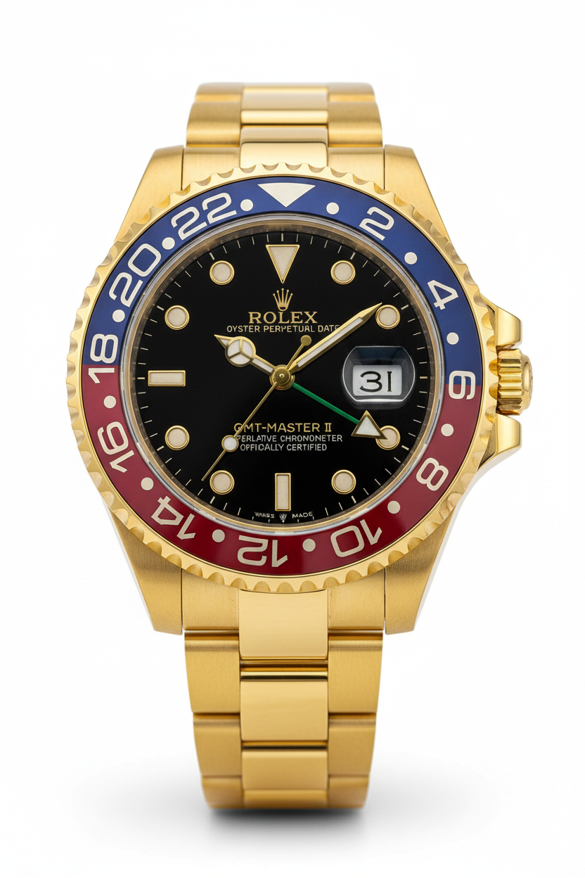ساعة رجالية فاخرة مستوحاة من GMT-Master II Pepsi Oystersteel 0045