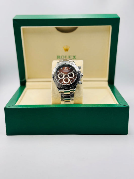 Daytona Chocolate Dial | Silver Chain Strap Chronograph 0012