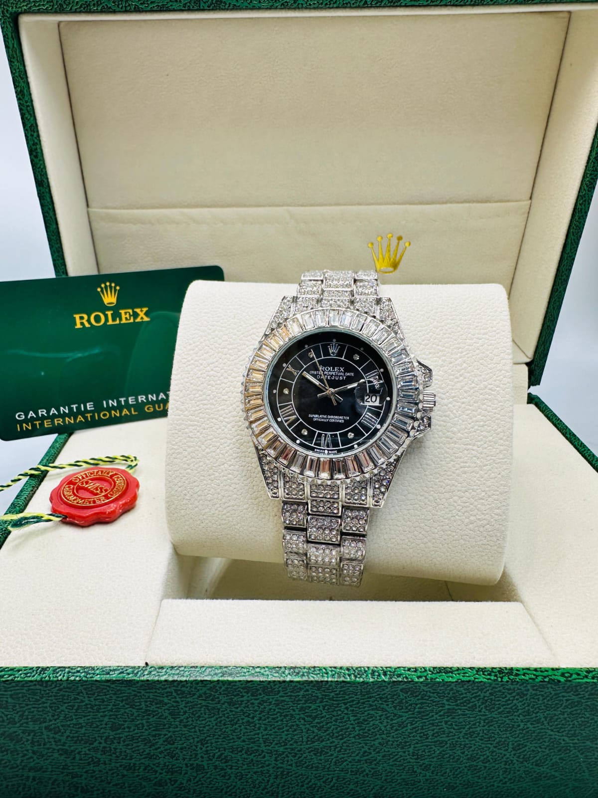 Inspired Iced Out Datejust Watch for Men | Black Dial | Diamond Bezel 0038