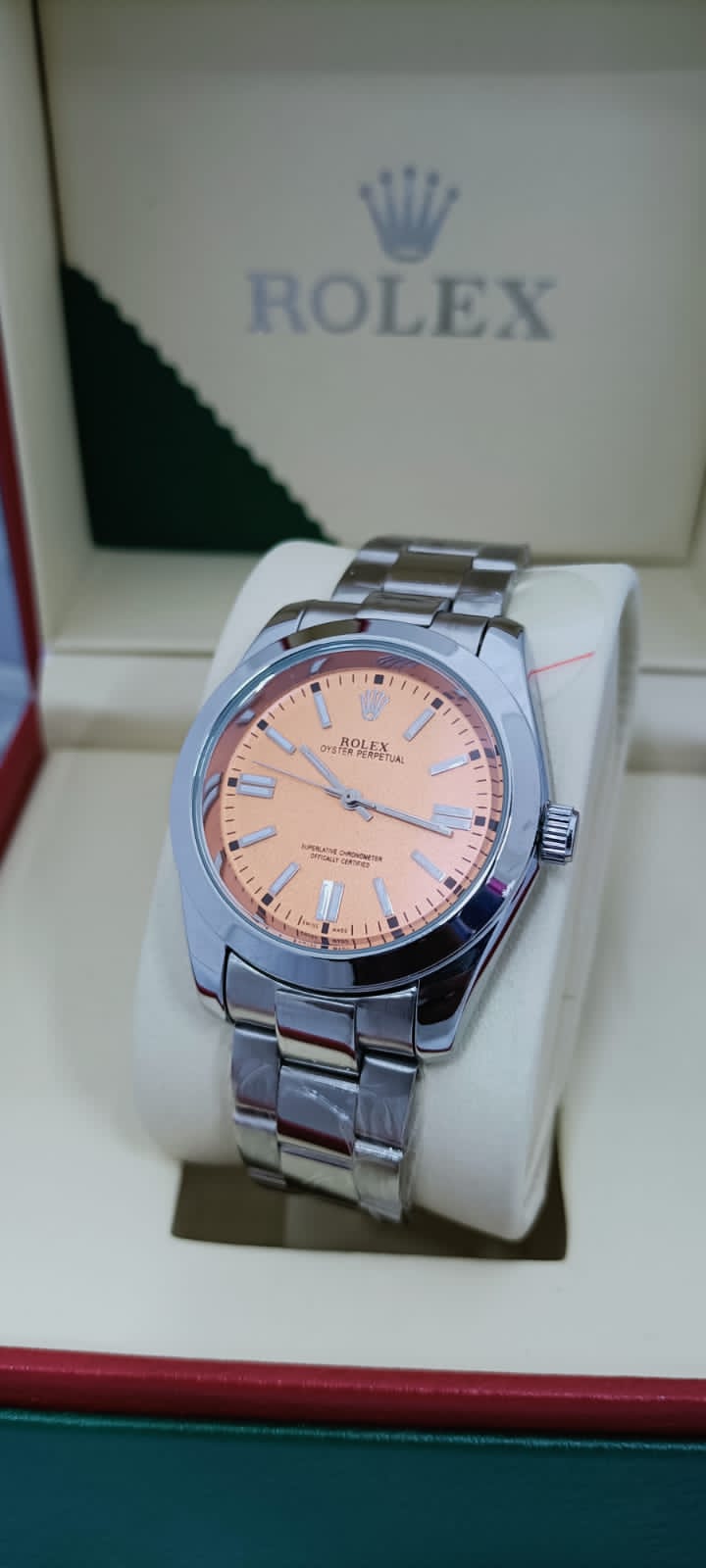 Inspired Oyster Perpetual | Peach Dial – Stainless Steel Men’s Watch 0096