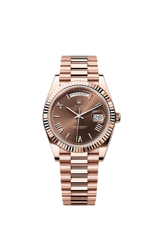 Day-Date 40mm | Everose Gold | Chocolate Dial | Fluted Bezel | President Bracelet