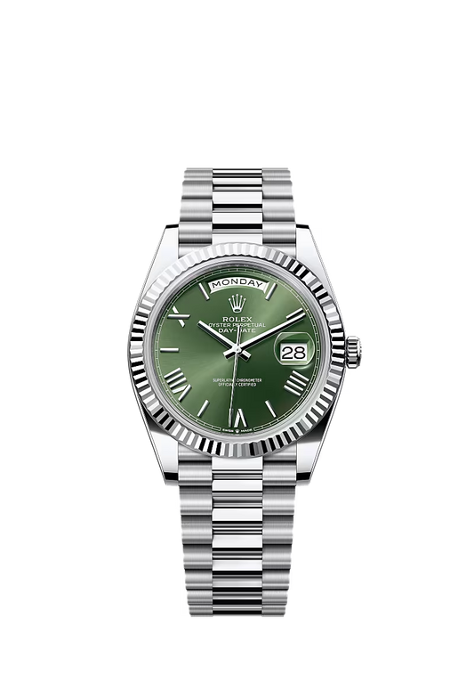 Day-Date 40mm | Platinum | Olive-Green Dial | President Bracelet