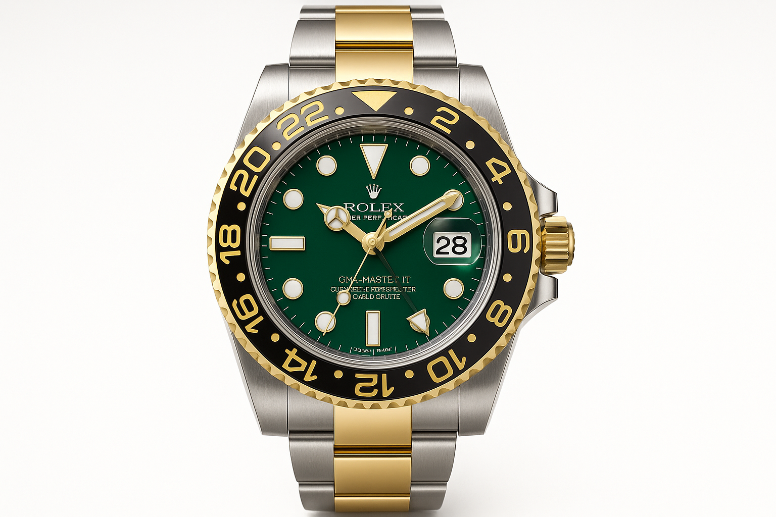 Rolex GMT-Master II 116713LN (Steel & Yellow Gold, Black Ceramic Bezel, Green Dial