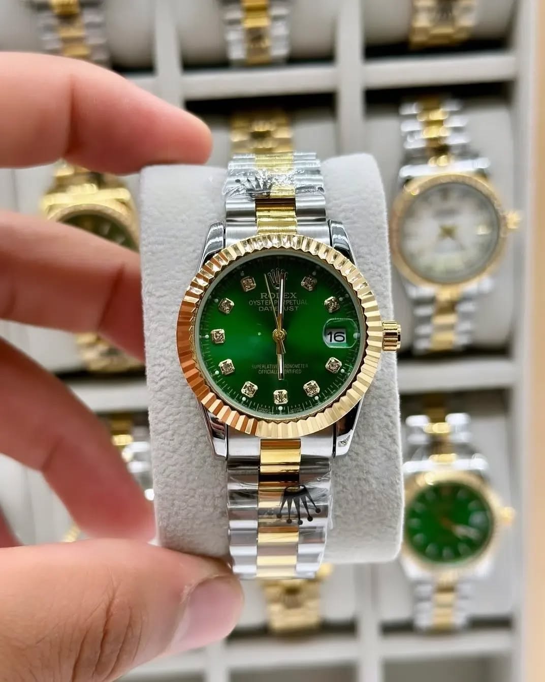 Rolex Datejust 36 Two Tone Green Dial Watch