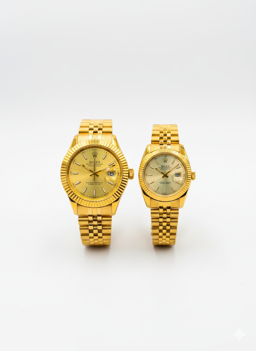 Inspired Luxury Couple Watch Set – Gold Finish | Premium Gift Box 0061