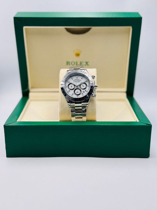 Daytona-Inspired Chronograph Watch | White Dial | Stainless Steel  0024
