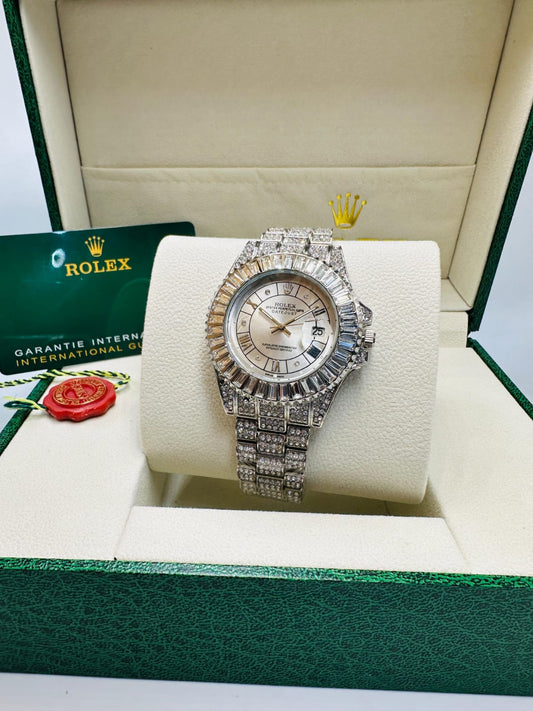 Inspired Iced Out Datejust Watch for Men | Silver Finish | Diamond Bezel 0037
