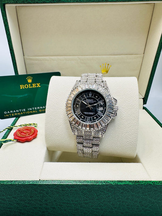 Inspired Iced Out Datejust Watch for Men | Black Dial | Diamond Bezel 0038