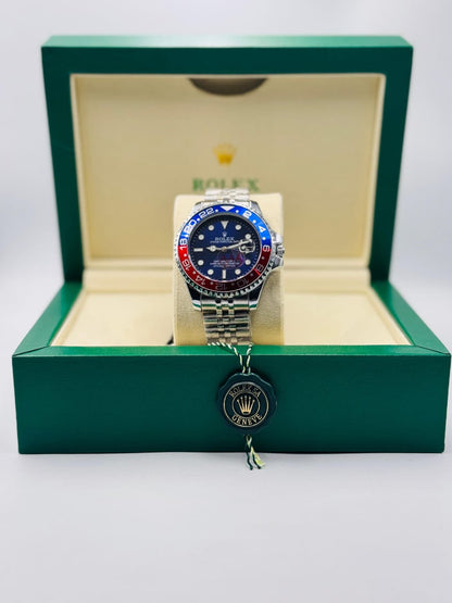 Inspired GMT-Master II Pepsi Watch | 40mm | Red & Blue Bezel | Jubilee Bracelet 0054