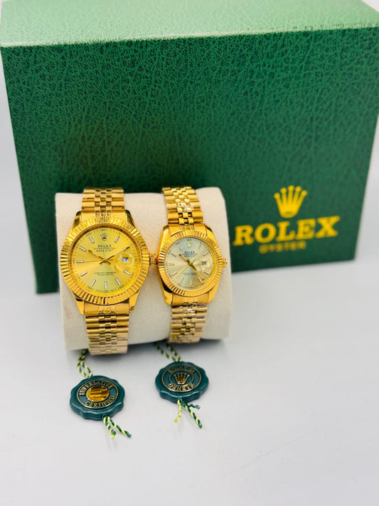 Inspired Luxury Couple Watch Set – Gold Finish | Premium Gift Box 0061