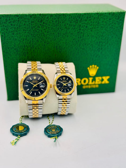 Datejust Couple Watch – High-End Luxury Replica (Gold & Silver | Black Dial) 0062