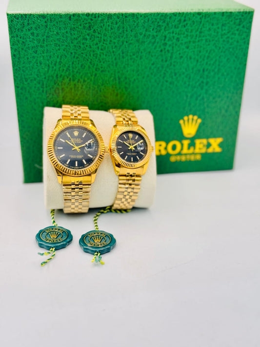 Datejust Couple Watch – Full Gold Black Dial Edition (High-End Replica) 0065