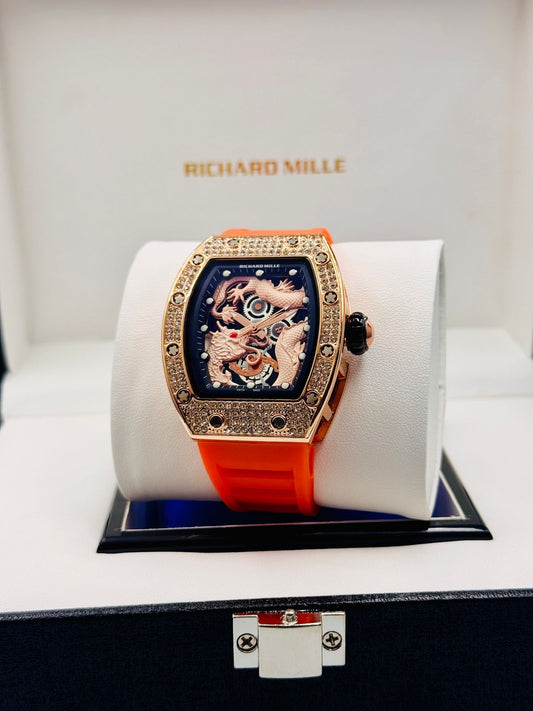 Richard Mille Dragon  Orange Blaze Dragon RM Skeleton Watch 0072