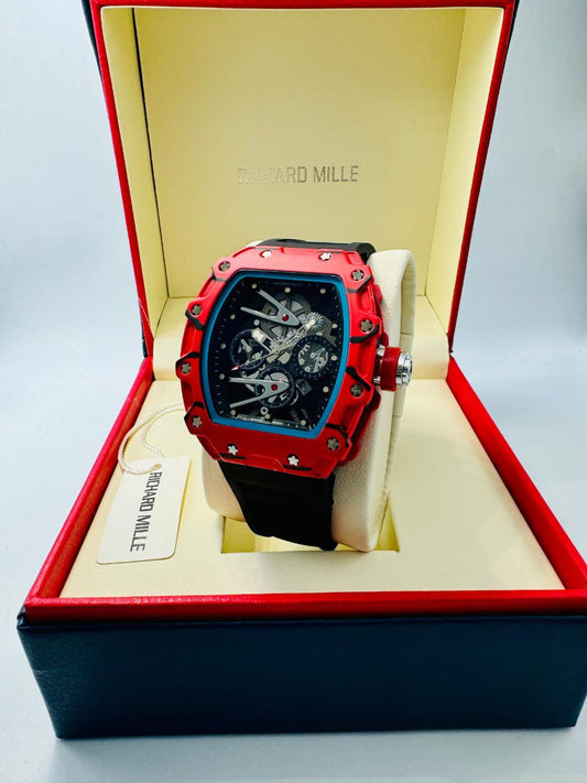 Richard Mille Style Luxury Automatic Watch – Red & Black Edition
