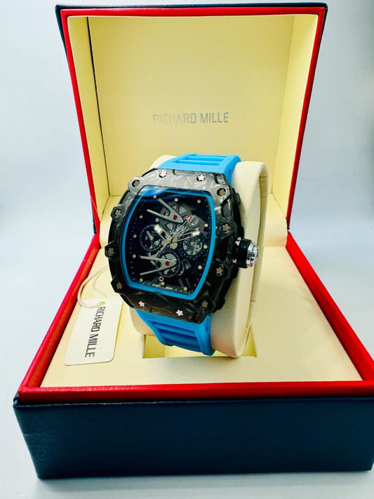 Richard Mille Style Luxury Automatic Watch – Blue & Black Edition