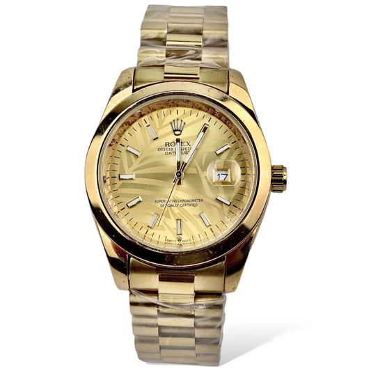 RoIex 40mm Men’s Luxury Watch | Stainless Steel Case | Gold Finish | Classic Bracelet Design