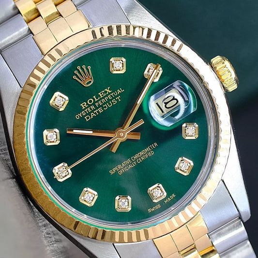 Rolex Datejust 36 Two Tone Green Dial Watch