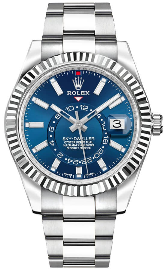 Rolex Sky-Dweller Fluted Bezel Oystersteel Men's Watch