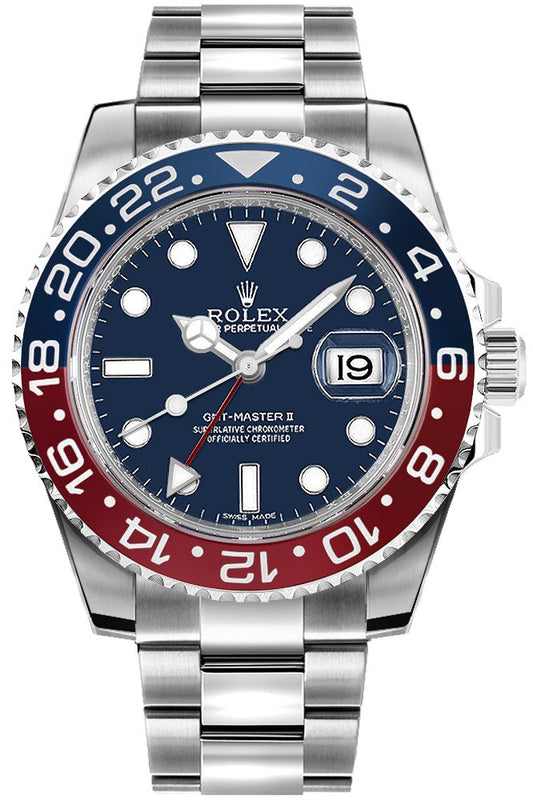 Rolex GMT-Master II Pepsi Oystersteel Men's Luxury Watch