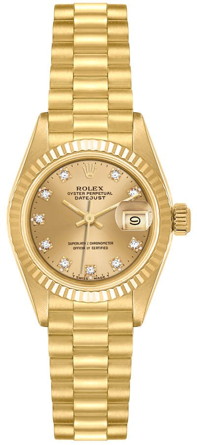 Rolex Lady-Datejust 26 Yellow Gold President Bracelet Women's Watch